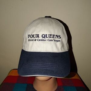 Four Queens Hotel Casino Las Vegas Souvenir Beige Blue Adult Strapback Hat Cap